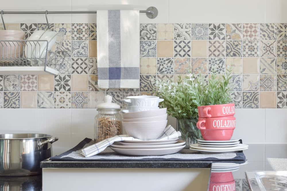 Plates and Kitchen Counter